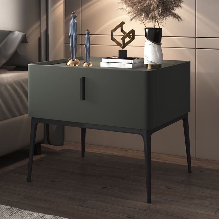 Modern 18 Inch H Nightstand Faux Leather 1-Drawer Night Table with Legs