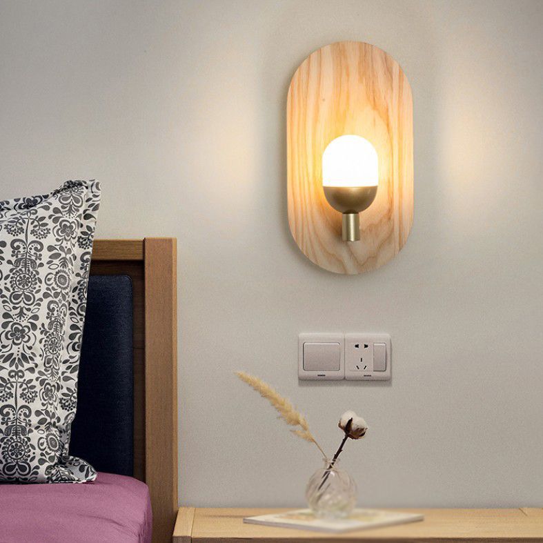 Metal Golden Wall Light Modernism Wood Lighting for Bedroom Home