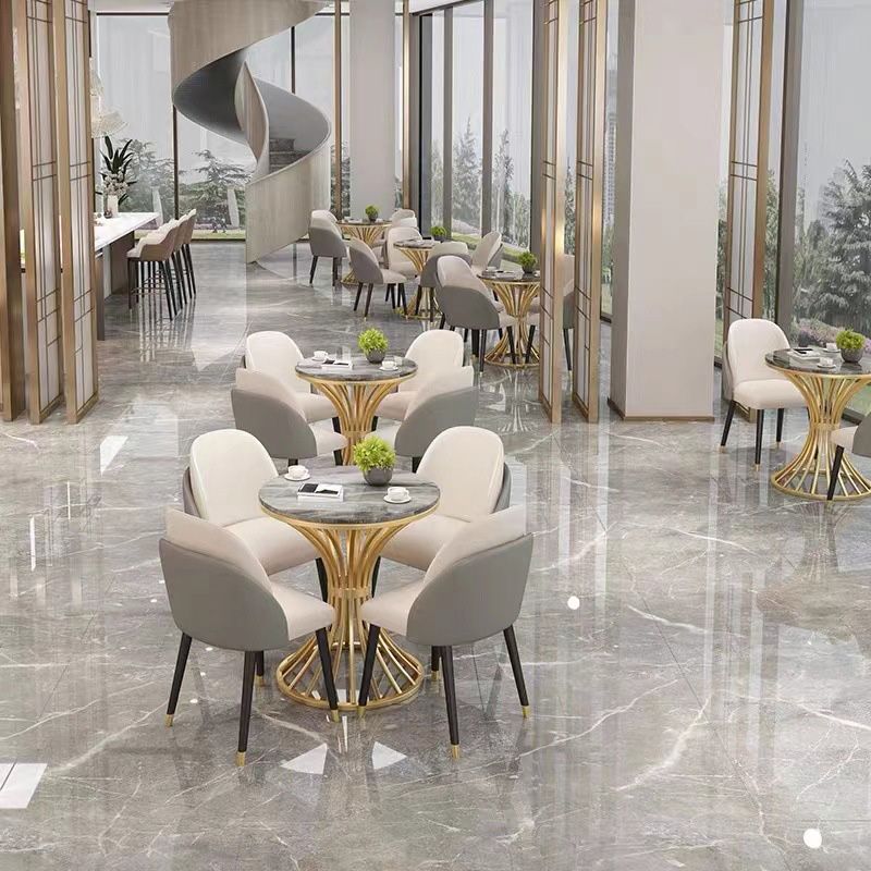 Polished Finish Dinette Table for Home Traditional Luxury Round Dining Table