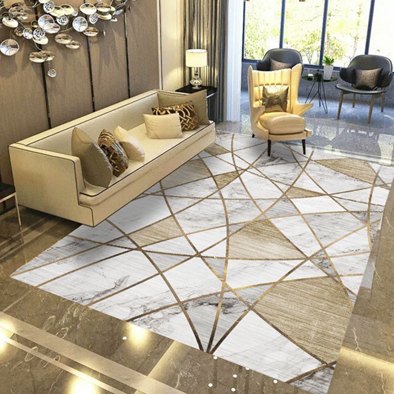 Creative Marble Print Rug Trendy Abstract Carpet Polyester Non-Slip Backing Rug for Living Room