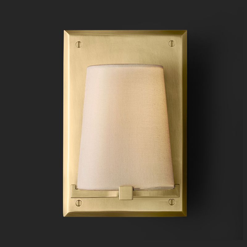 Modern Metal Wall Sconce Cone Shape Wall Light with Fabric Shade for Bedroom