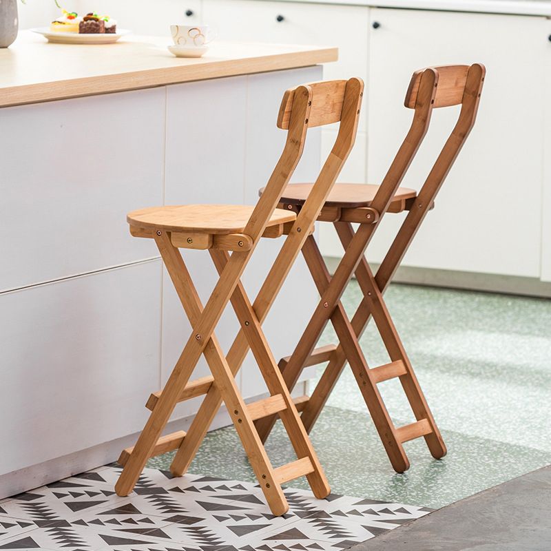 Contemporary Dining Stools Low Back Folding Bar Stools with Footrest