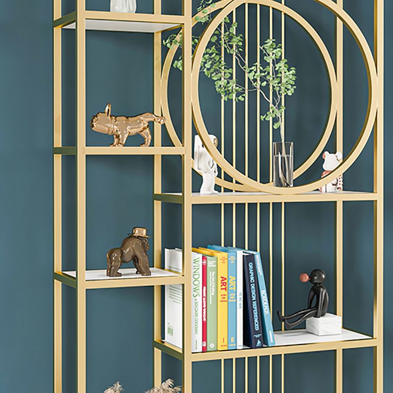 Metal Bookshelf Etagere Contemporary Open Back Bookcase with Shelves