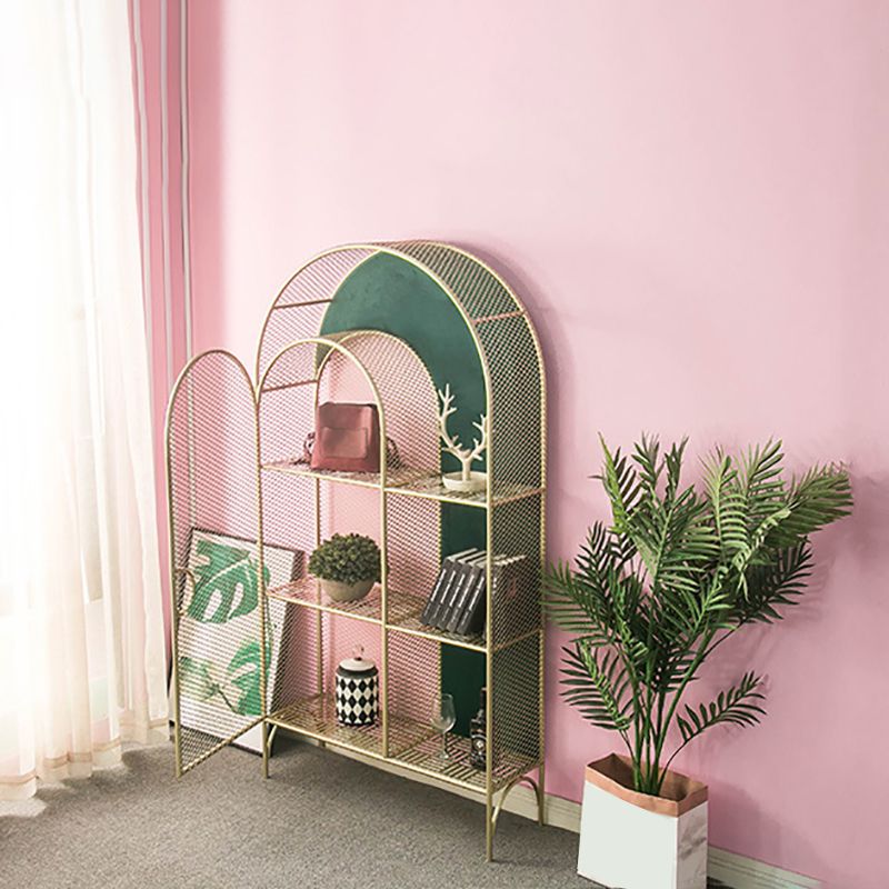 Urban Gold Bookshelf Closed Back Metal Vertical Shelf for Living Room