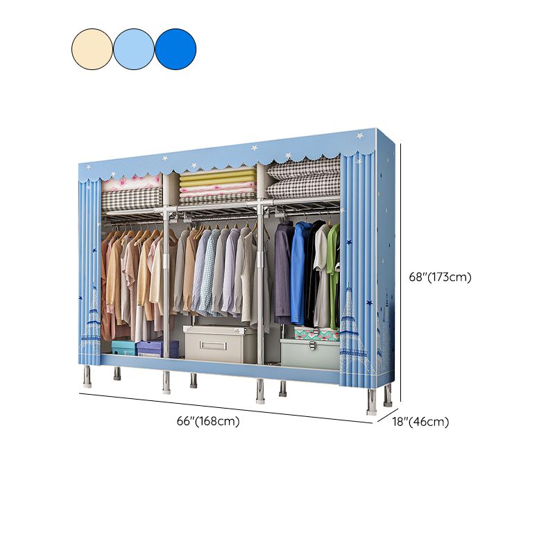 Contemporary Wardrobe Armoire with Shelves Steel Wardrobe Closet for Bedroom