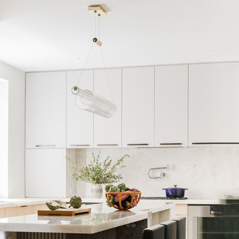 Single Modernism Golden Ceiling Light Acrylic LED Kitchen Island Lighting for Dining Room