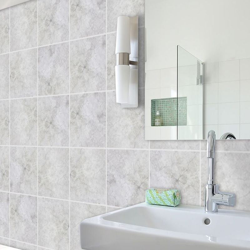 Minimalist Marble Wallpaper Panel Set for Bathroom 50 Pcs 12.2-sq ft Wall Art in Grey, Peel and Paste