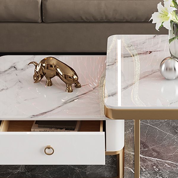 Slate Square End Table Frame Modern Coffee Table with Drawer