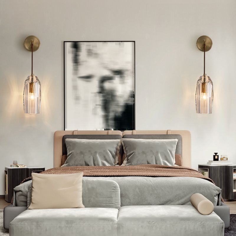 Post-Modern Wall Sconce Crystal and Brass Sconce Lighting for Hallway