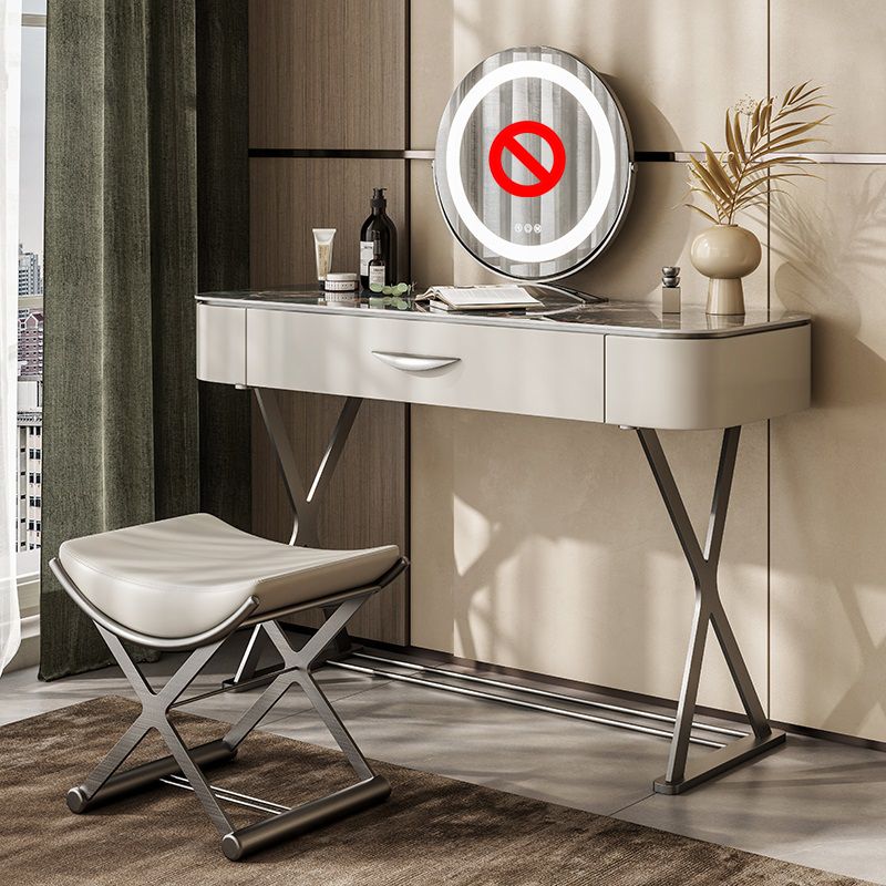 Slate Top Vanity Makeup Table Set Contemporary 1 Drawer Dressing Table