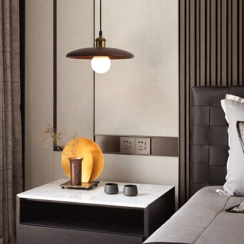 Sala da pranzo a forma di piattino in legno in legno di illuminazione 1 lampadina minimalista sospesa