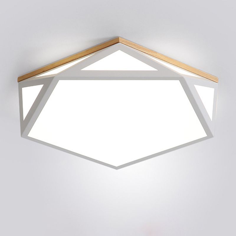 Geometric Shaped Macaroon Style LED Ceiling Light Hexagonal Acrylic Shade Modern Lighting Fixture for Bedroom