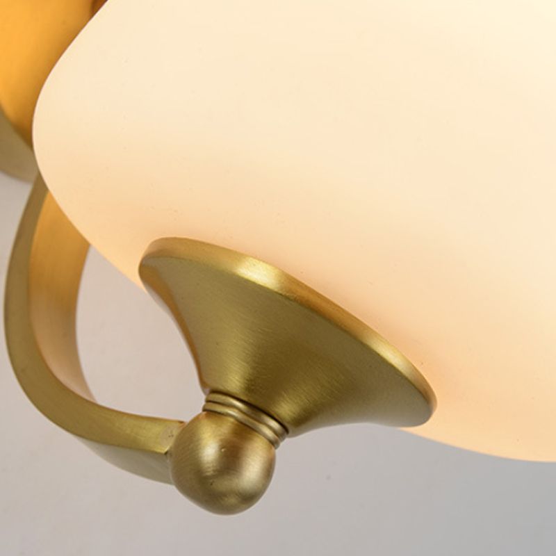 1 Bulb Sconce Lighting with Tapered Shade Milk Glass Modern Stylish Bedroom Wall Lamp in Brass