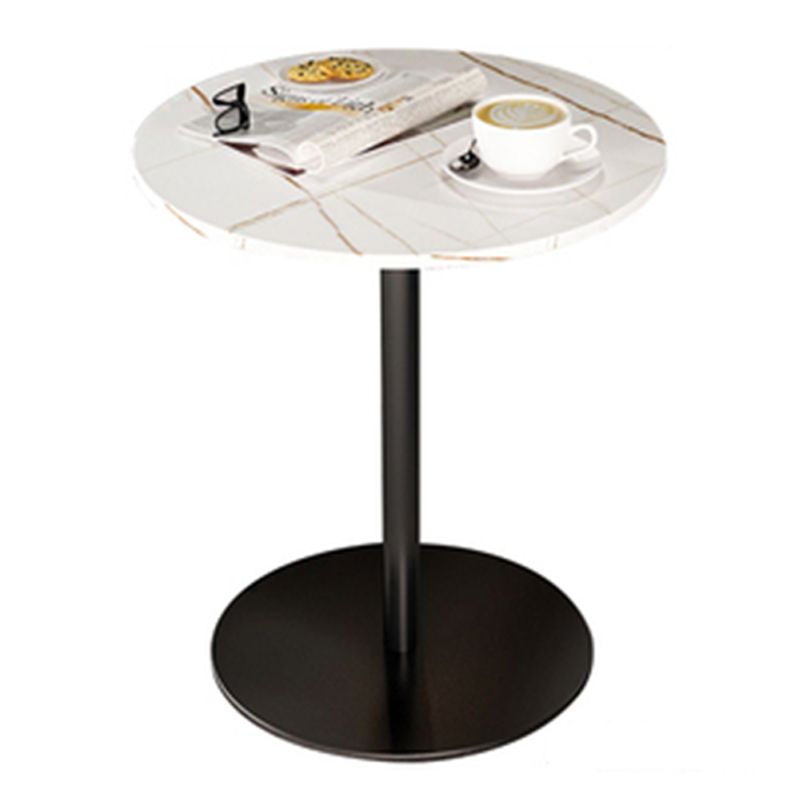 Modern 21.6" Tall Round Slate Top Side Table Iron Pedestal End Table