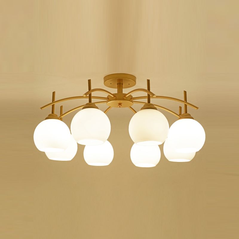 Lámpara de techo múltiple de la lámpara de semi lavado de metal tradicional con sombra de vidrio de globo