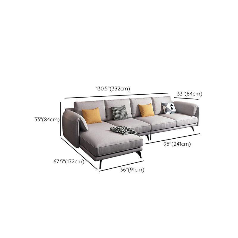 67" Wide Scandinavian Sectional Sofa Light-grey Sleeper Sectional