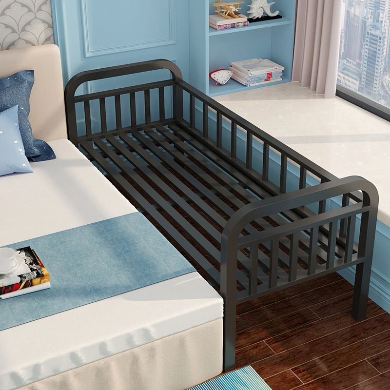 White/Black Kids Bed Contemporary Metal Standard Bed with Guardrail