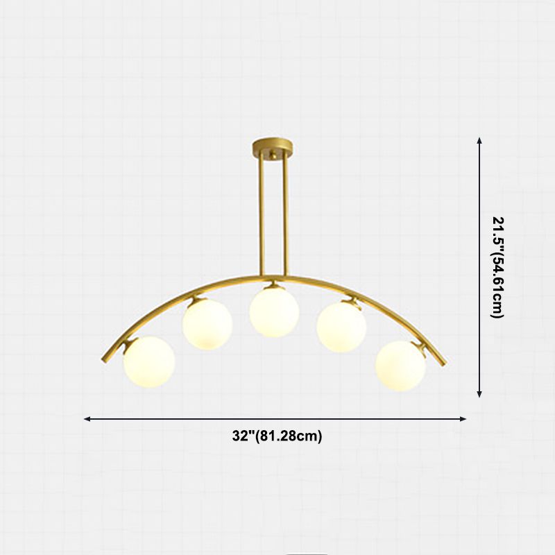 Modern Dining Chandelier Light Round Glass Shade Ceiling Hanging Light for Dining Room