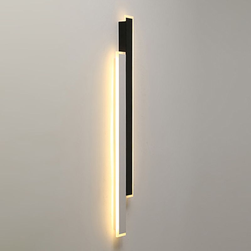 Metal Linear Shape Wall Light Modern 2-Lights Wall Mounted Light Fixture in Black