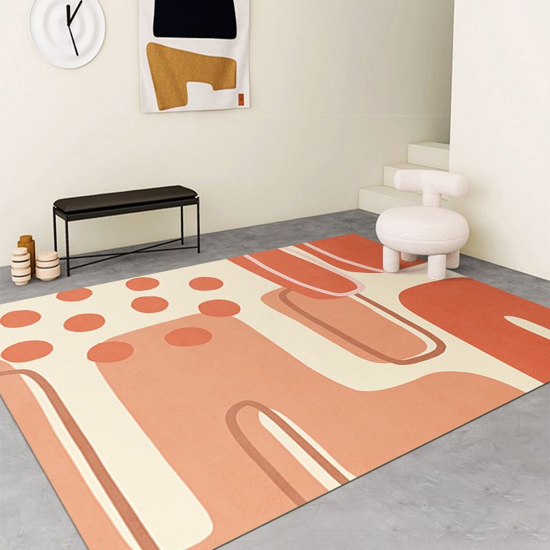 Modern Color Piece Rug Polyester Orange Rug Stain Resistant Rug for Drawing Room