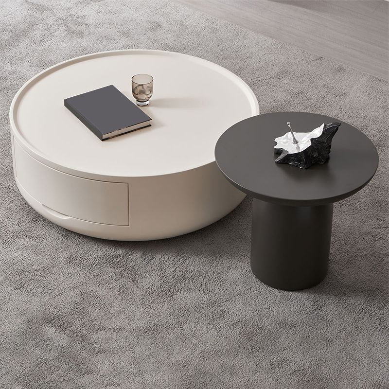 Wood Coffee Cocktail Table Drum Coffee or End Table with Storage