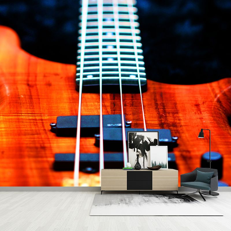 Minimalist Style Guitar Instrument Wall Mural for Playroom, Personalized Size