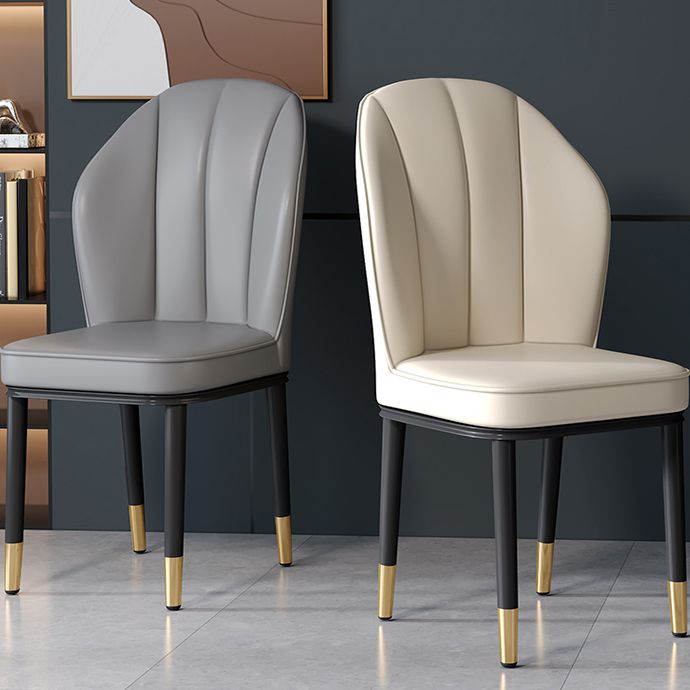 Silla lateral de metal contemporánea, silla sin brazos con respaldo de cojín para comedor