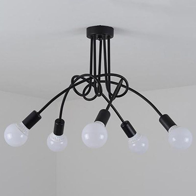 Lustre métallique industriel à montage Semi-encastré, ampoule nue, montage au plafond, pour chambre à coucher