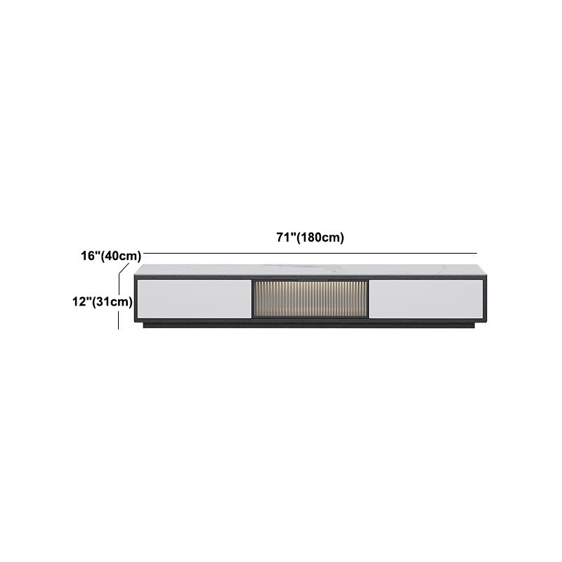 Stone Modern TV Stand Black Enclosed Storage TV Console with Drawers
