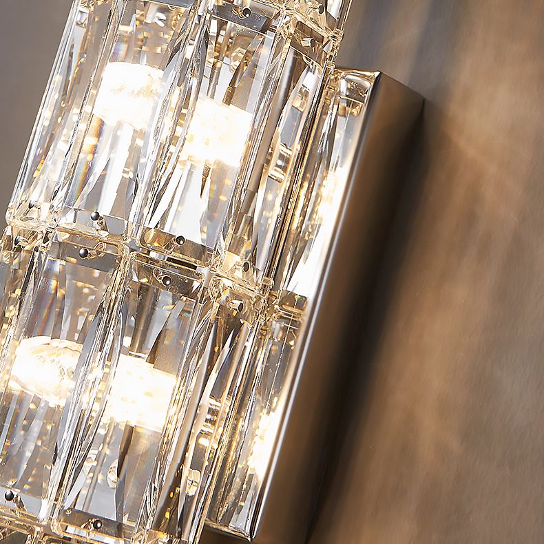 Postmodern Crystal Wall Light Cylinder Multi Light Wall Sconce for Living Room