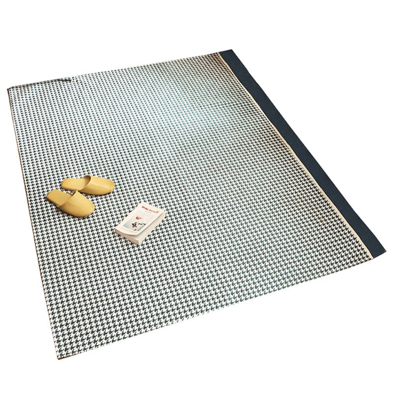 Black Modern Area Rug Houndstooth Pattern Polyester Area Carpet Stain Resistant Rug for Home Decor