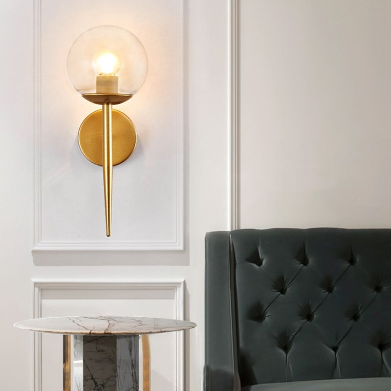 Modern Metal Wall Sconce Torch Shape Vanity Lamp with Glass Shade for Bathroom