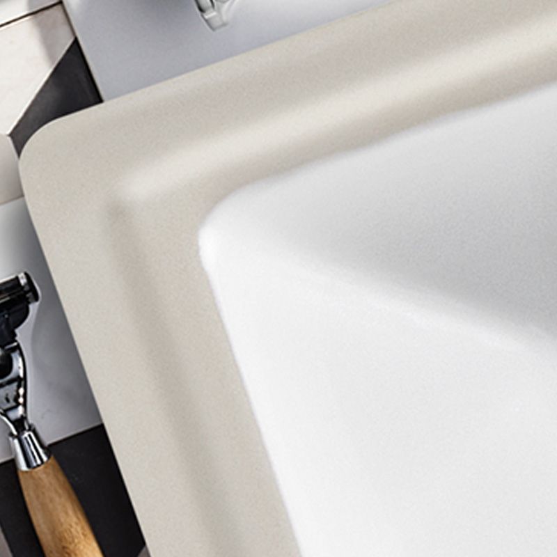 White Porcelain Bathroom Sink with Overflow Vessel Bathroom Sink