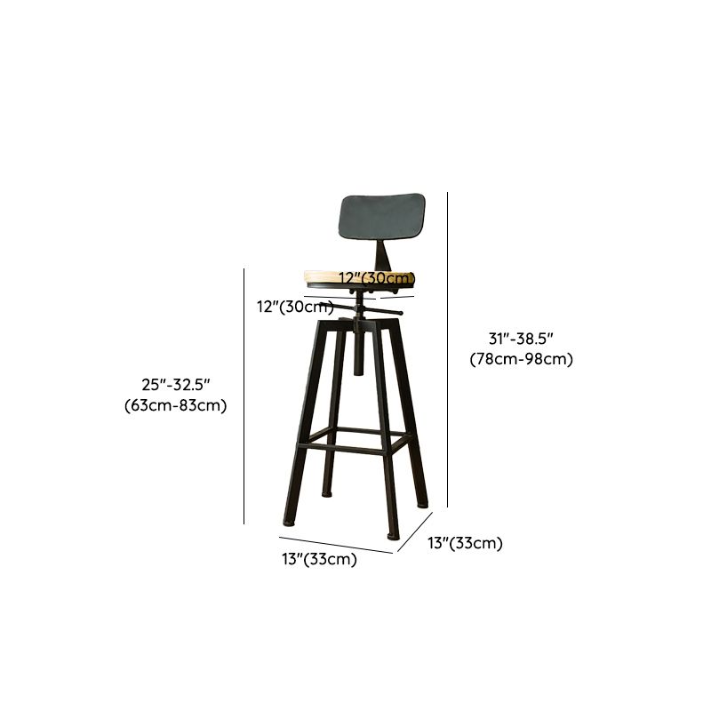 Industrial Armless Elevatable Counter Stool Iron Cafe Bar Stool with Metal Legs