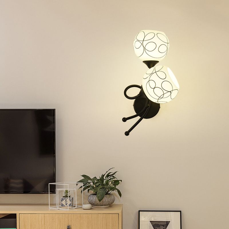 Glass Globe Sconce Light Fixture Modern 2-Light Wall Light for Bedroom