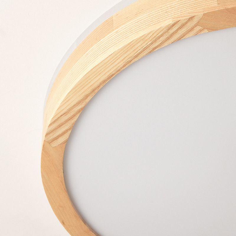 Wood Round Shape Flush Mount Light Modern 1 Light Flush Mount Lighting Fixtures in Brown