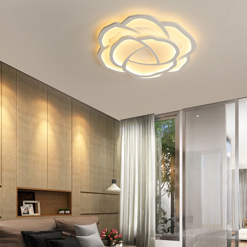 White Rose Flushmount Lighting Minimalistic Acrylic Surface Mounted Led Ceiling Light for Bedroom