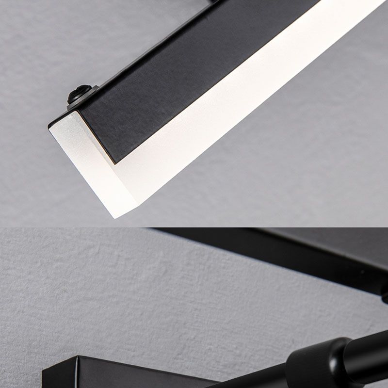 Metal Linear Wall Sconce Modern 1 Light Swing Arm Mirror Wall Mount Light Fixture in Black