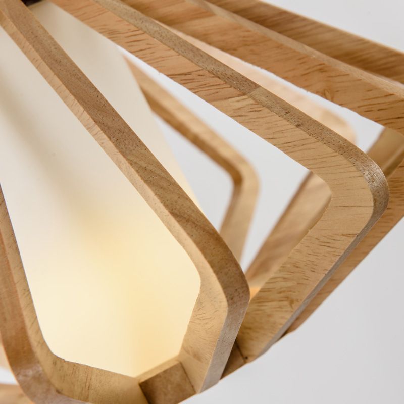 Candelera de madera simple moderna forma de diamante 1 lámpara de madera de goma ligera para restaurante