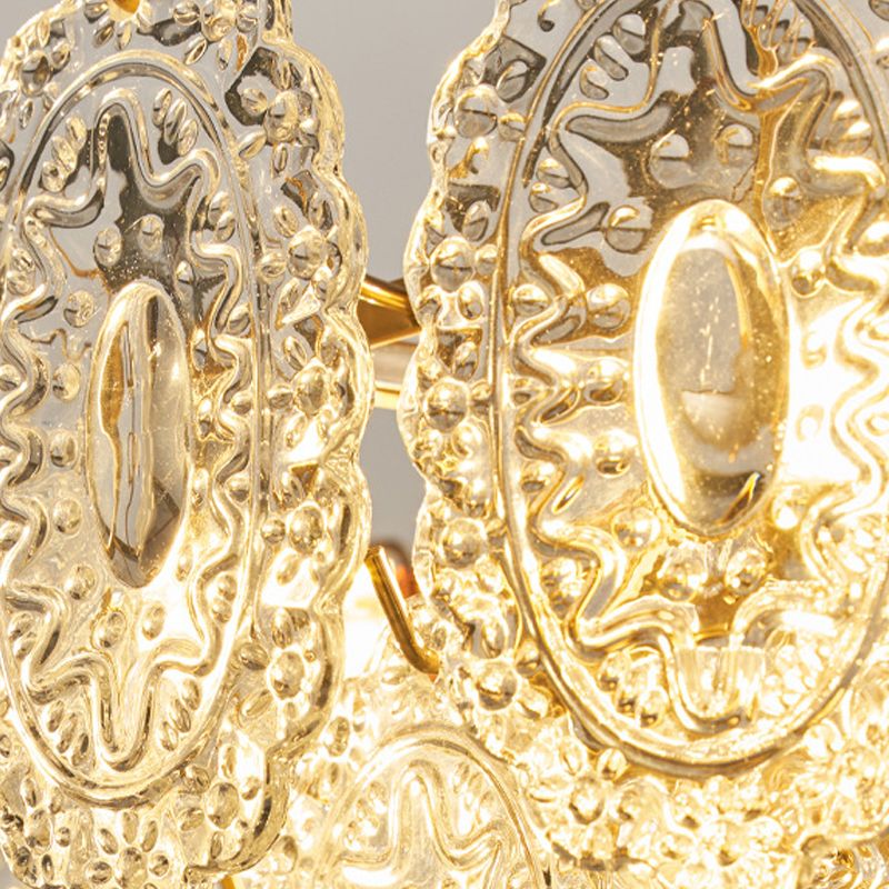 American Style Chandelier Light Fixture Metal Glass Chandelier in Gold