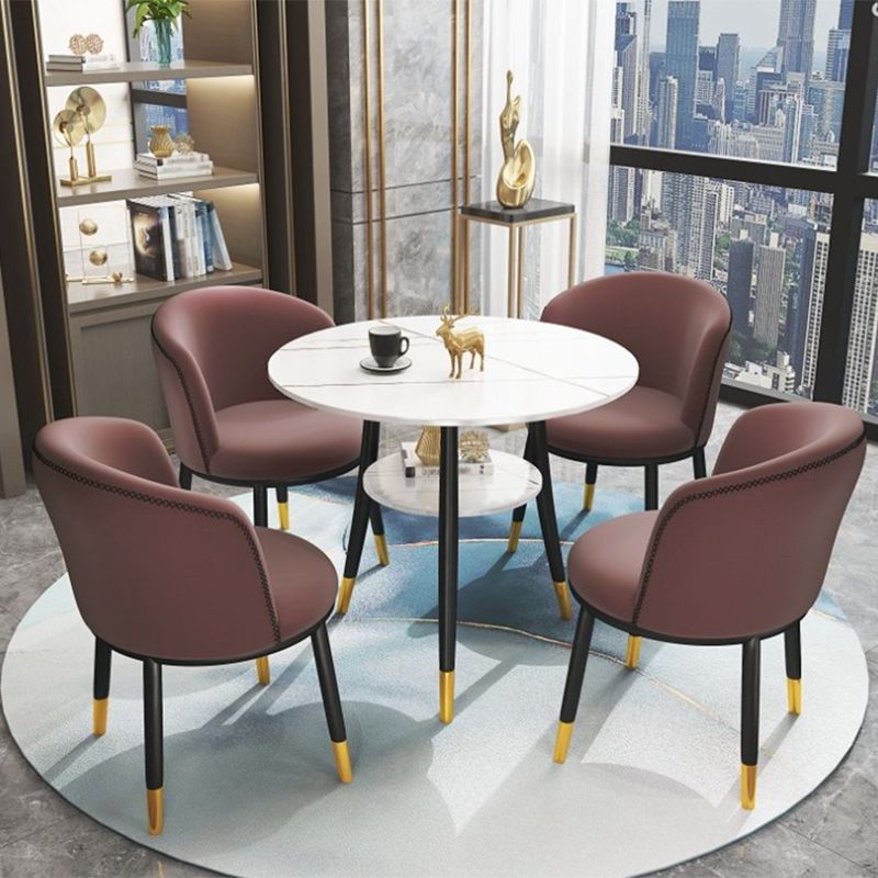 Traditioneller Luxusstil Sintered Stone Esstisch rund 3 Beine Tisch