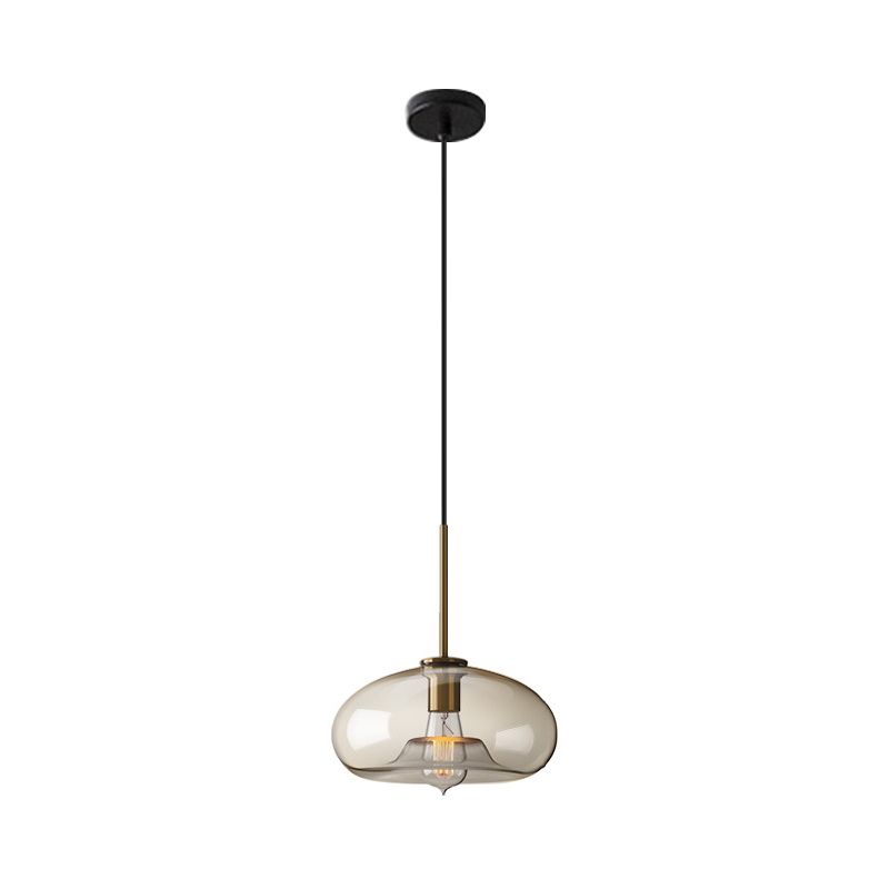 Lampada a sospensione ovale/brocca/globo fumo/cognac vetro a bulba singola luce a soffitto in grigio