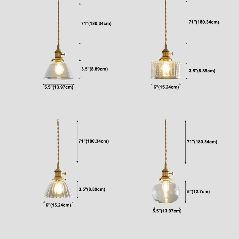 Vetro industriale sospeso a sospensione leggero caffetteria a 1 luce che pende la luce in ottone