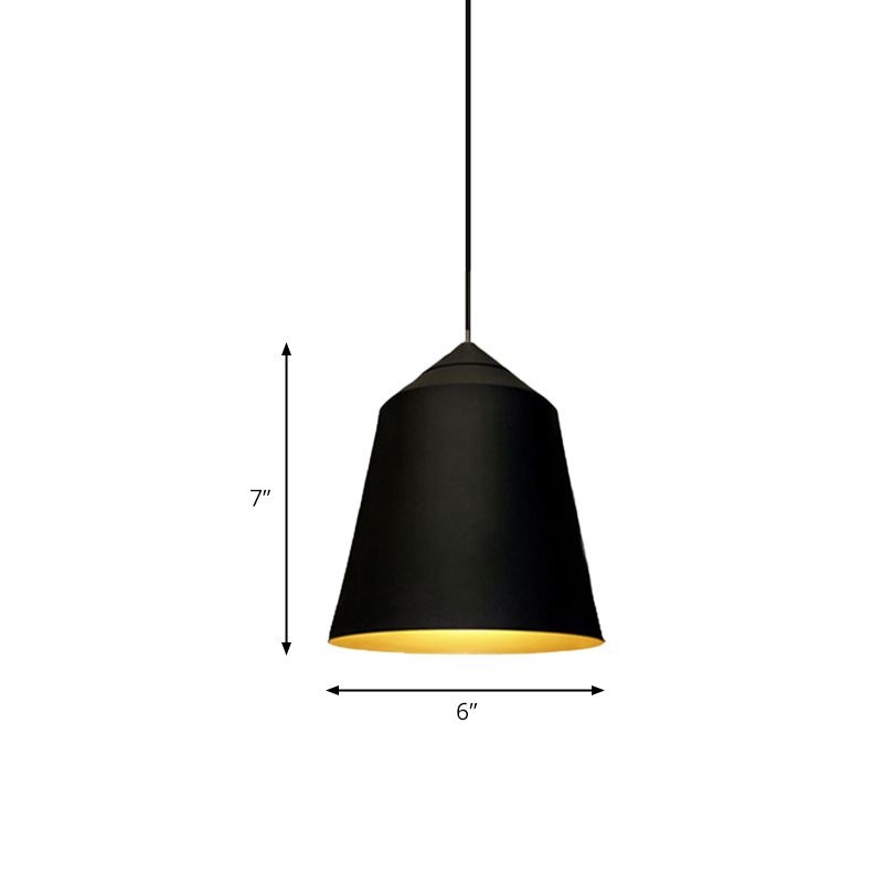 6"/13" Wide Bell Pendant Lighting Modern Metal 1 Light Black/White Hanging Ceiling Light