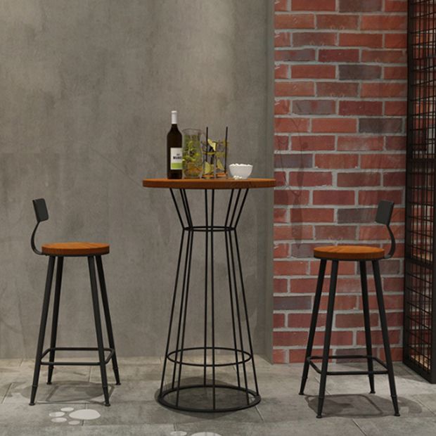 Modern Round Bar Stool and Table Set 1/2/3 Pieces Metal and Wood Pub Set