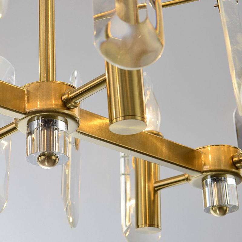 Modern Luxury Hanging Light Crystal Geometric Chandelier for Living Room