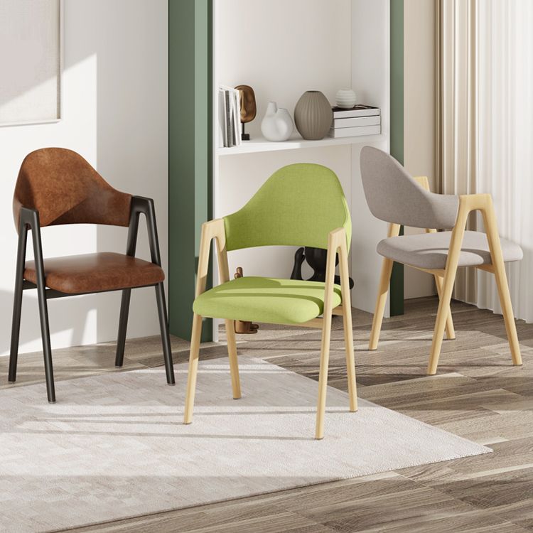 Contemporary Upholstered Arm Chair Open Back Home Dining Chair