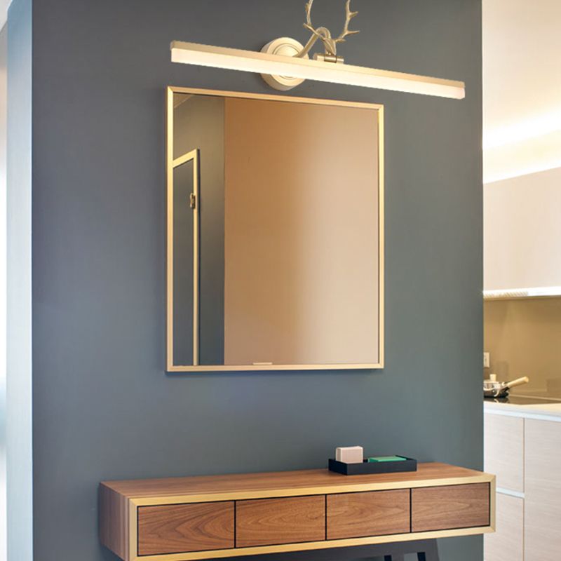 Linear Modern Style Vanity Light Metal 1 Light LED Mirror Light for Bathroom in Gold