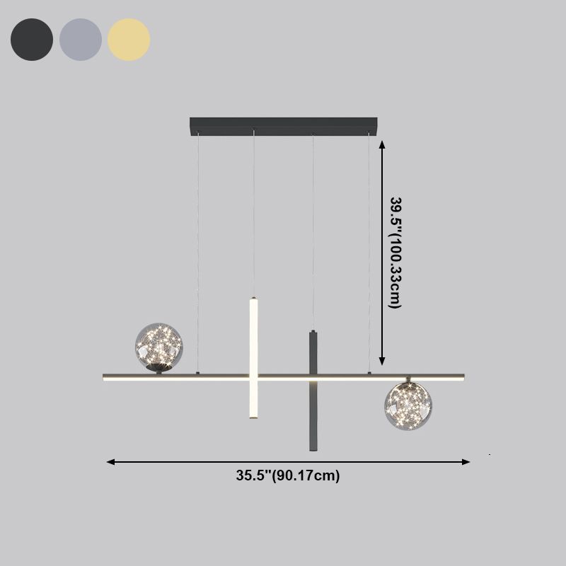 Moderne lineare Insel Kronleuchter Multi-Head Restaurant Anhänger Beleuchtungskarten