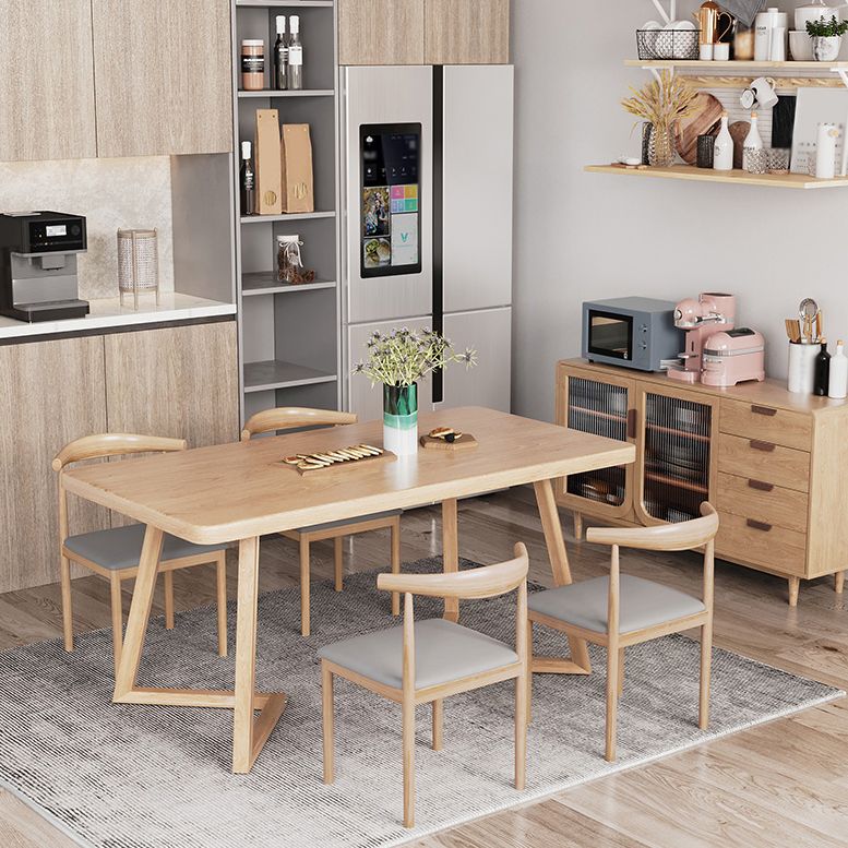 Wooden Modern Dining Room Set with Double Pedestal Base Formal Table Set for Home Use